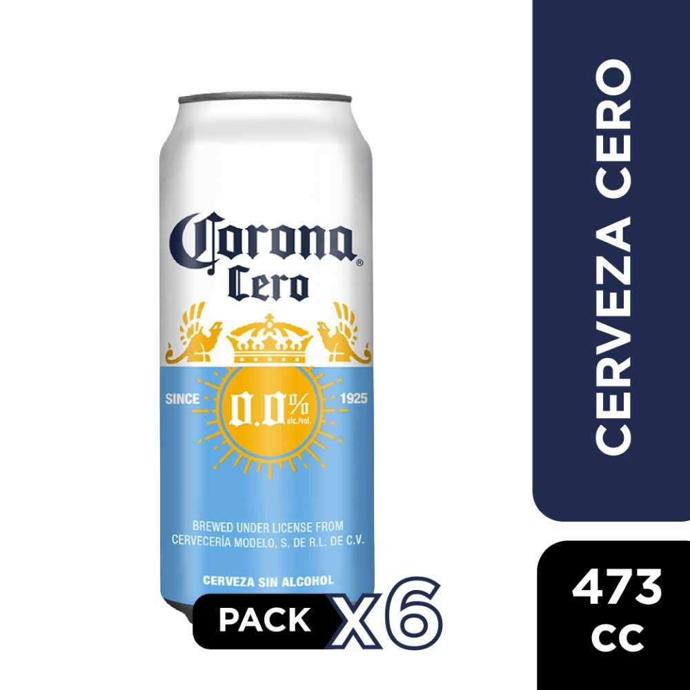 Cerveza corona lata sin alcohol 0° 6 x 473 cc