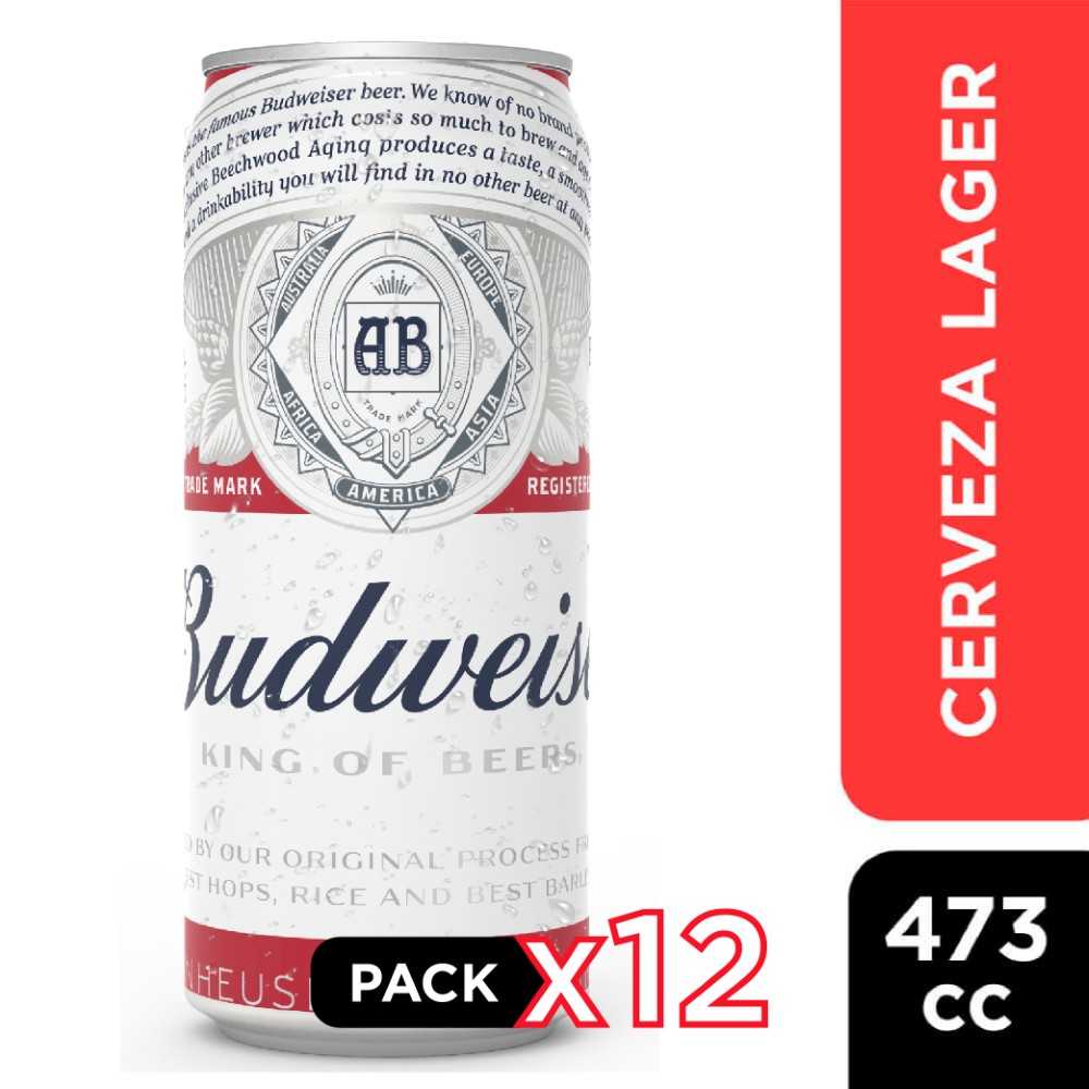 Cerveza budweiser lata 12 x 473 cc