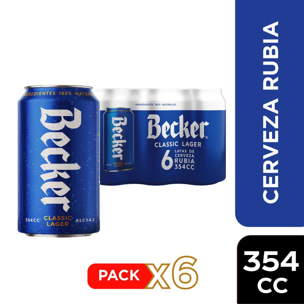 Cerveza becker lata 6 x 354 cc