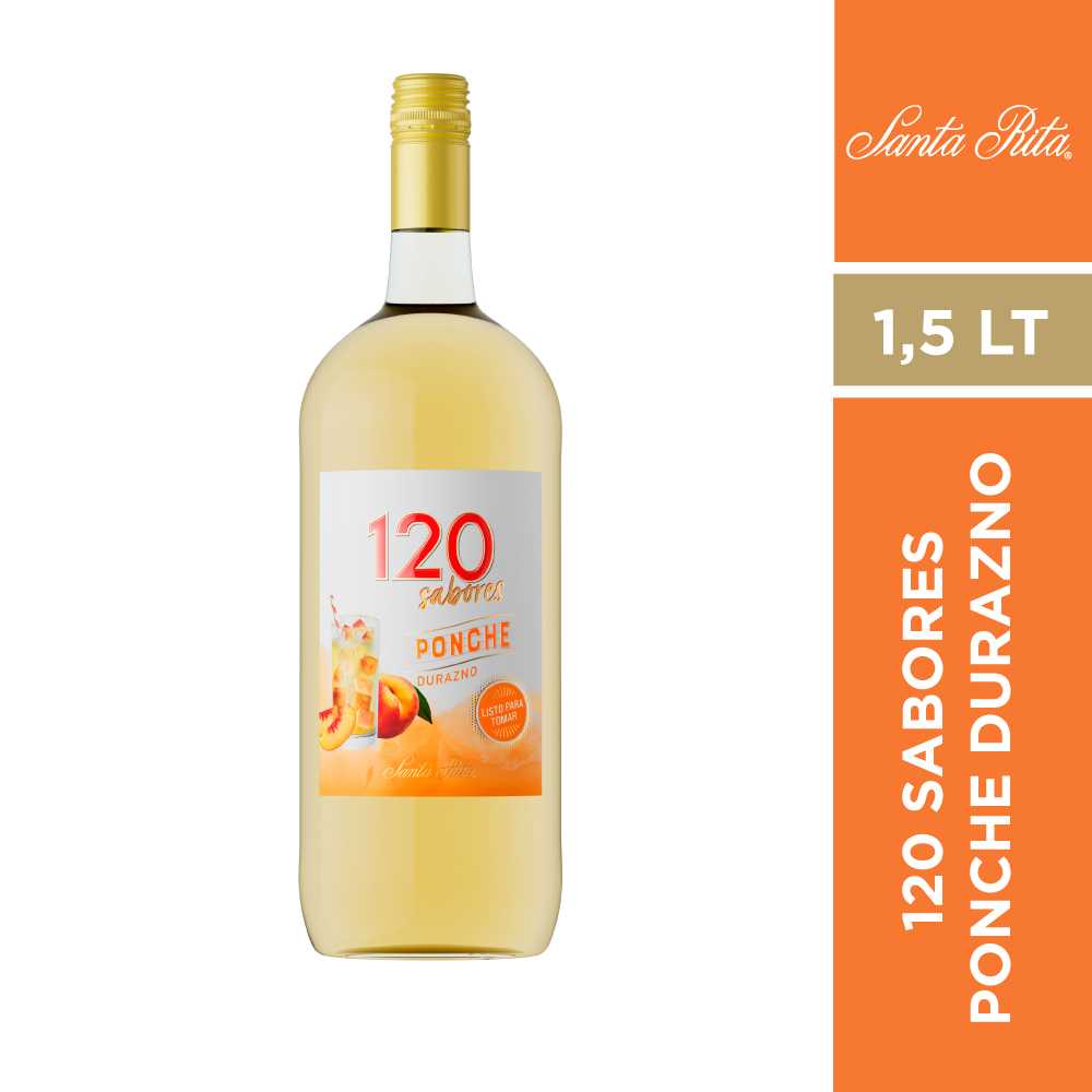 Vino 120 sabores ponche durazno 1,5 lt
