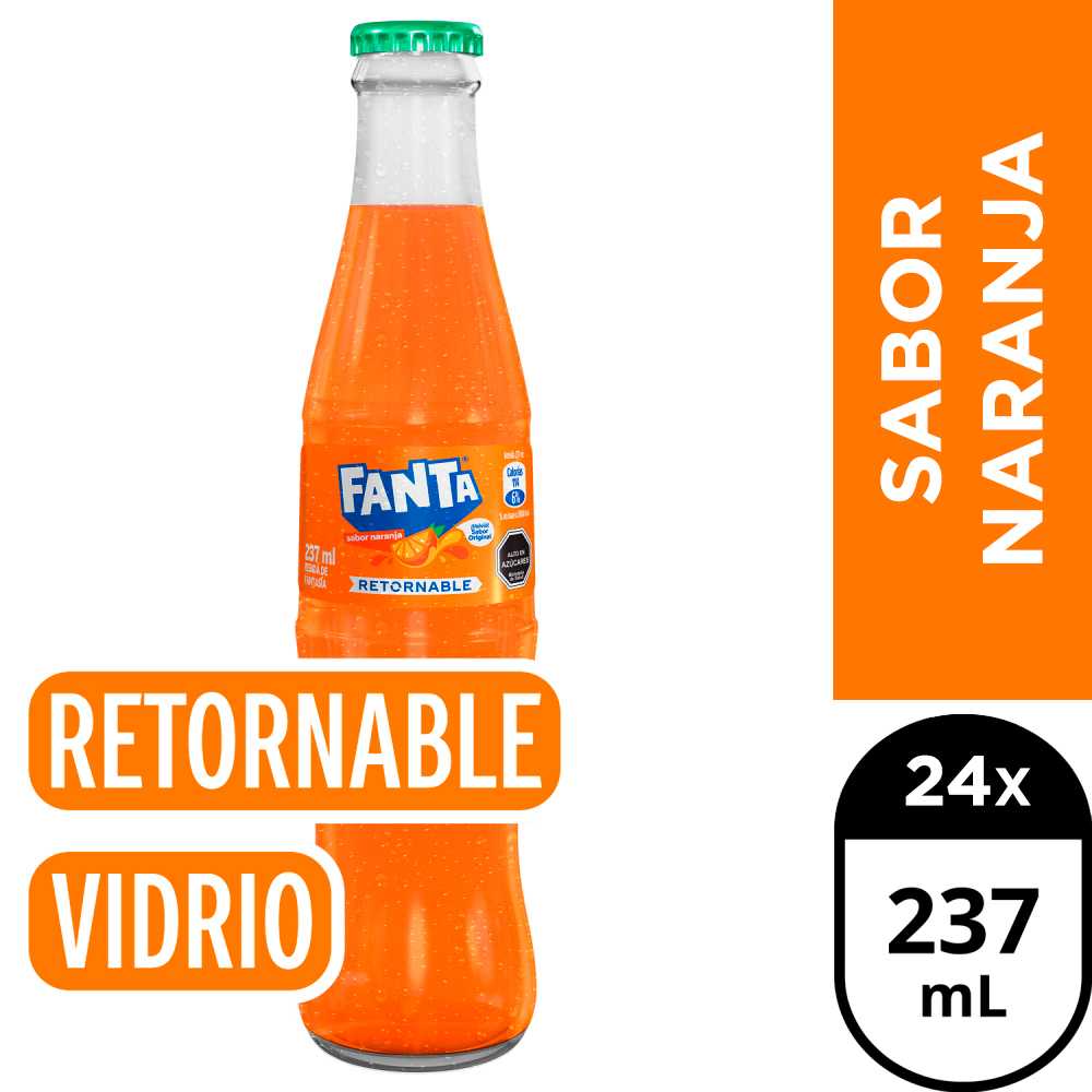 Fanta naranja full sugar vidrio retornable 24 x 237 ml