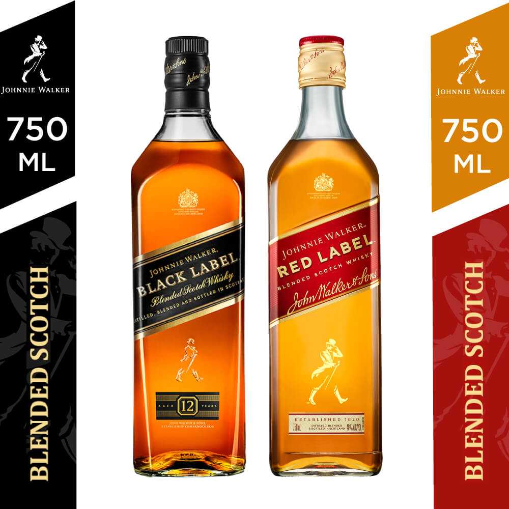 Johnnie walker black label 750 ml + johnnie walker red label 750 ml