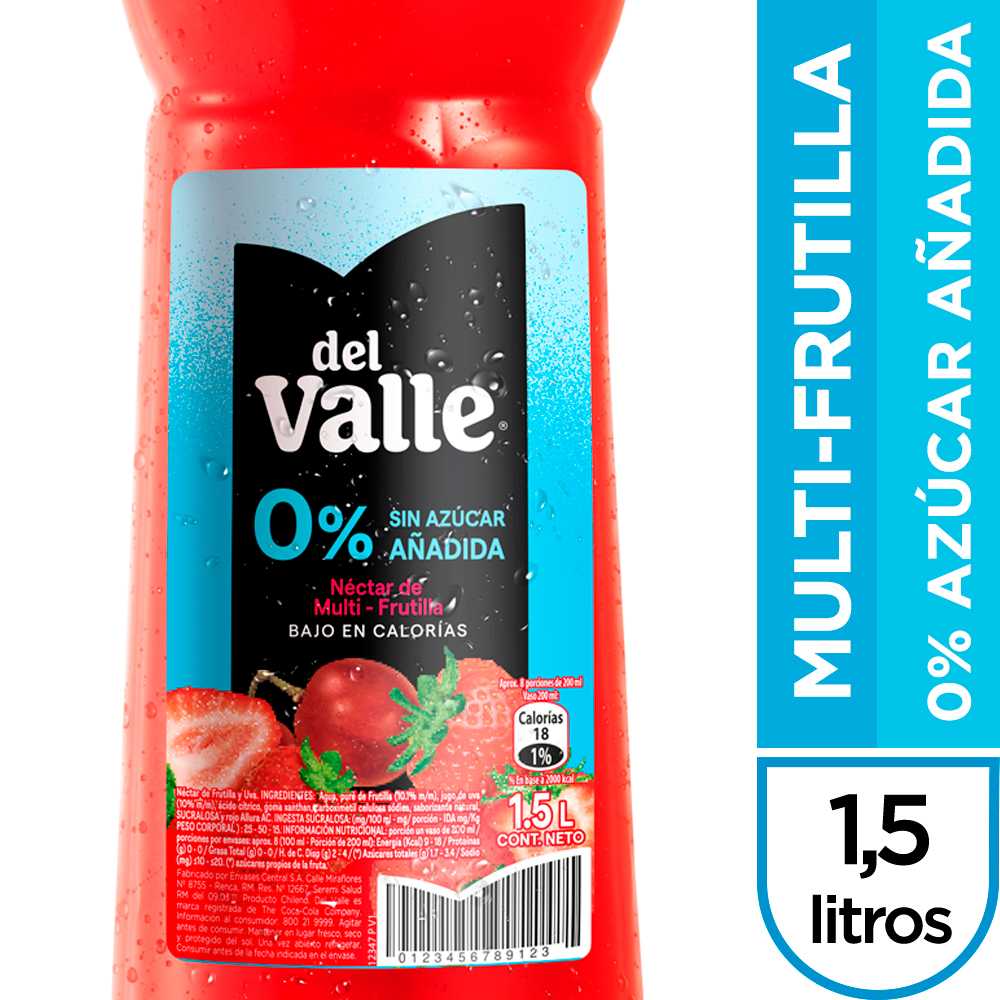 Del valle sin azúcar añadida frutilla 1,5 lt