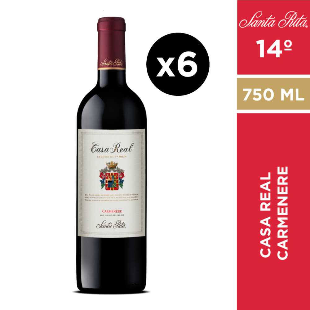 Vino casa real escudo de familia carmenere 6 x 750 ml