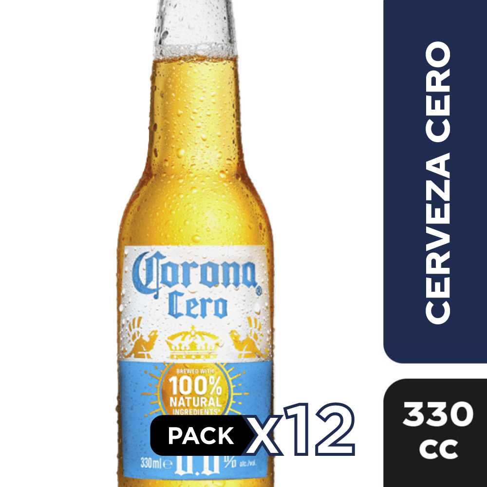 Cerveza corona vidrio sin alcohol 0° 12 x 330 cc