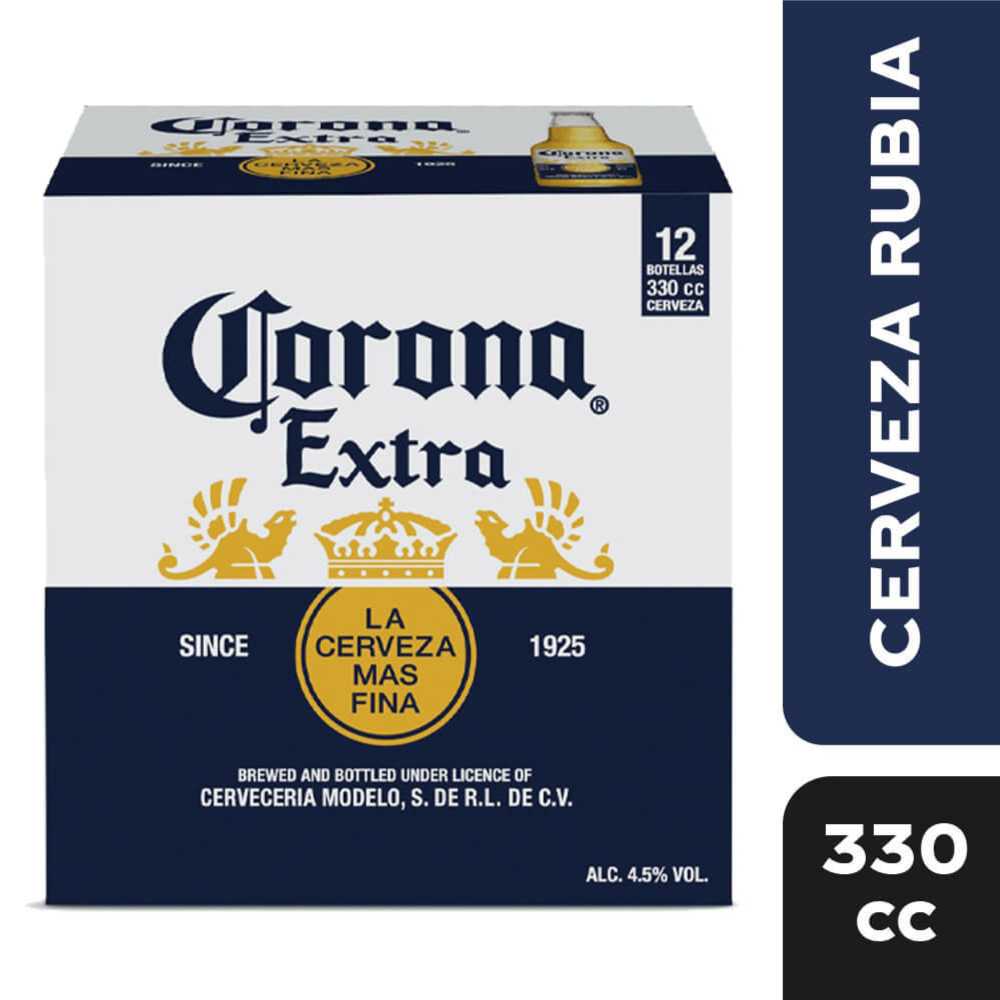 Cerveza corona vidrio 12 x 330 cc