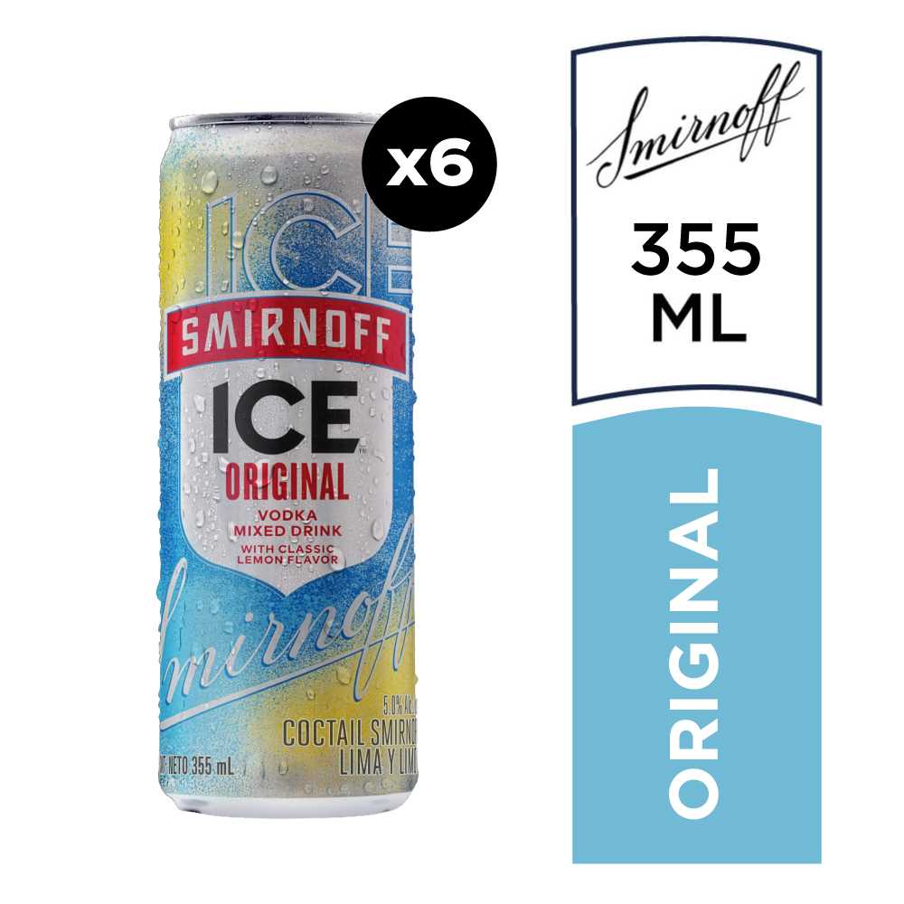 Vodka smirnoff ice original 6 x 355 cc