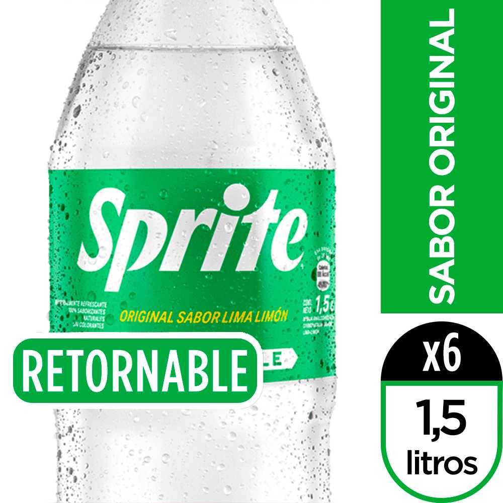 Sprite original vidrio retornable 1.5 litros paquete de 6 + canastillo
