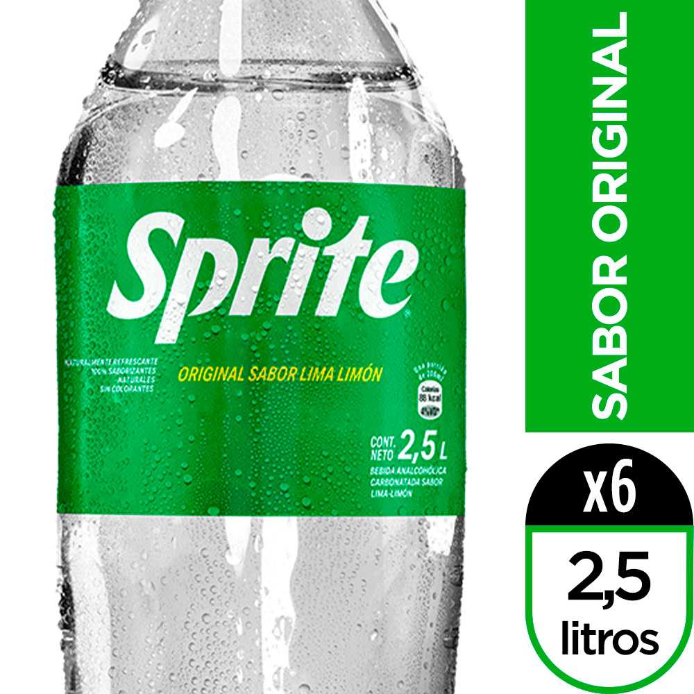 Sprite original 2.5 litros paquete de 6