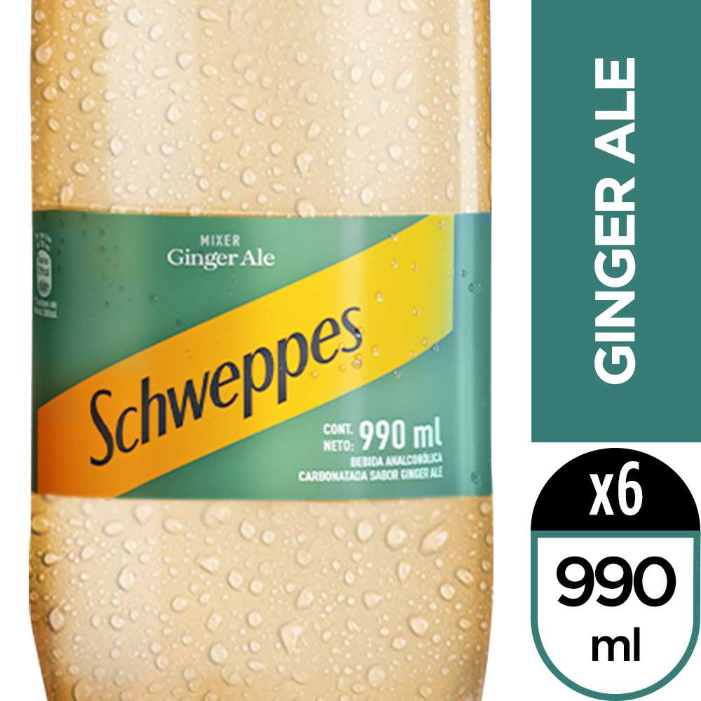 Schweppes ginger ale 990 ml paquete de 6