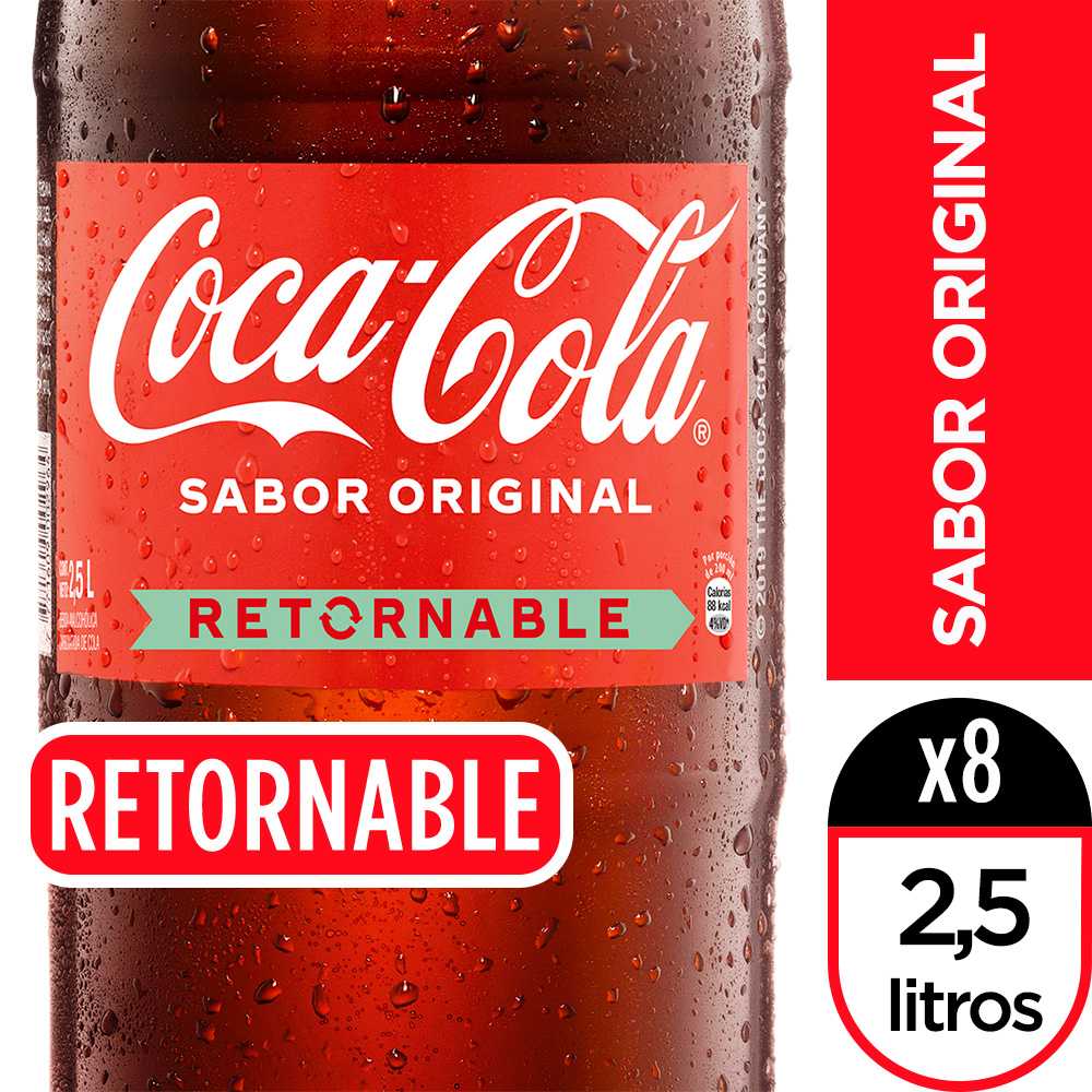 Coca-Cola retornable 2.5 litros paquete de 8 + canastillo