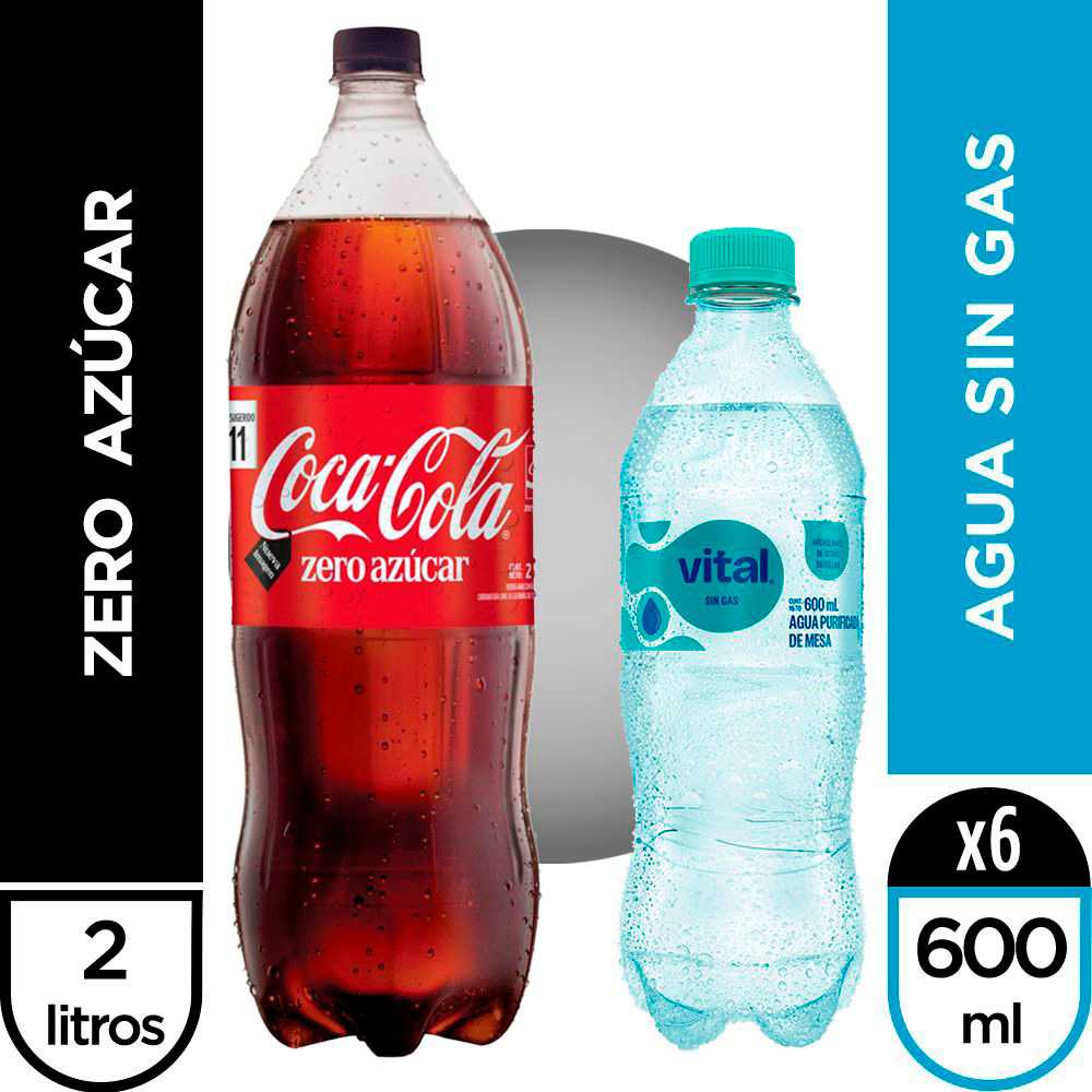 Coca-Cola zero azúcar 2 litros + Vital agua sin gas 600 ml paquete de 6