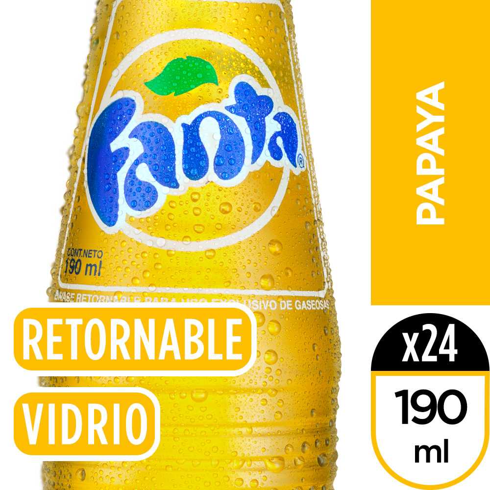 Fanta papaya vidrio retornable 190 ml paquete de 24