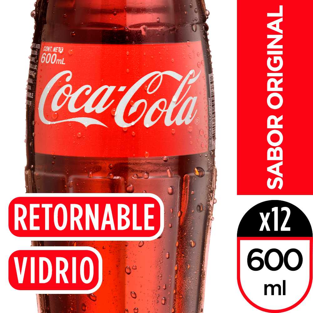 Coca-Cola original vidrio retornable 600 ml paquete de 12 + canastillo
