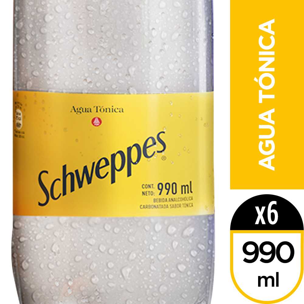 Schweppes agua tónica 990 ml paquete de 6