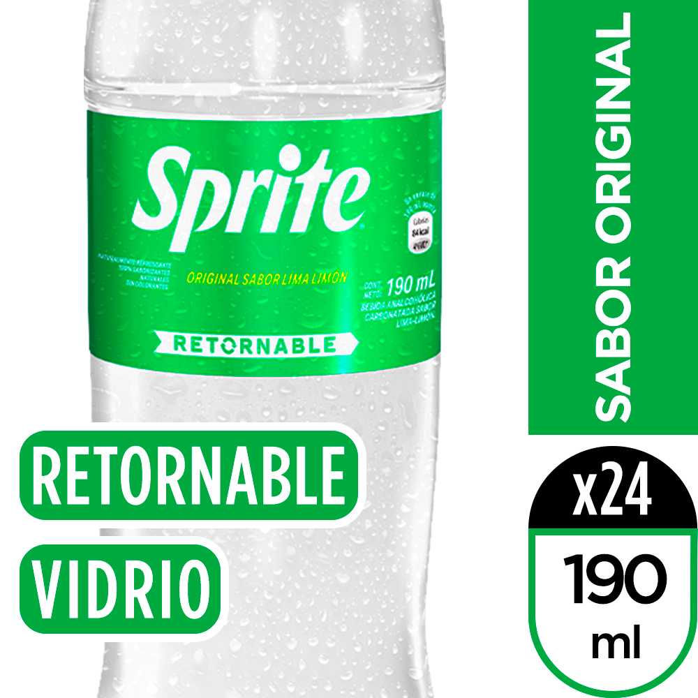 Sprite original vidrio retornable 190 ml paquete de 24