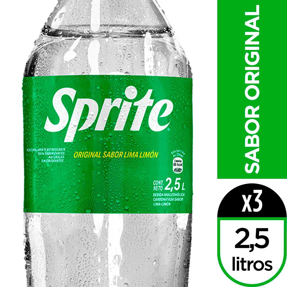 Sprite original 2.5 litros paquete de 3