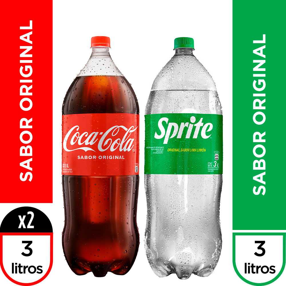 Coca-Cola 3 litros paquete de 2 + Sprite 3 litros