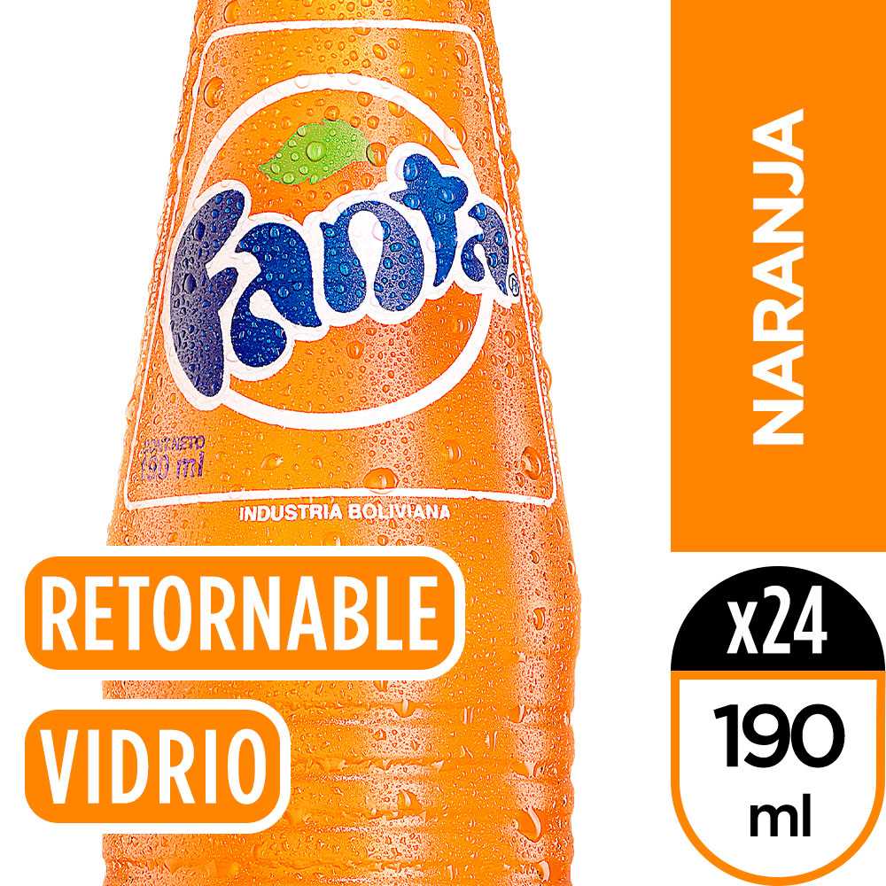 Fanta naranja vidrio retornable 190 ml paquete de 24