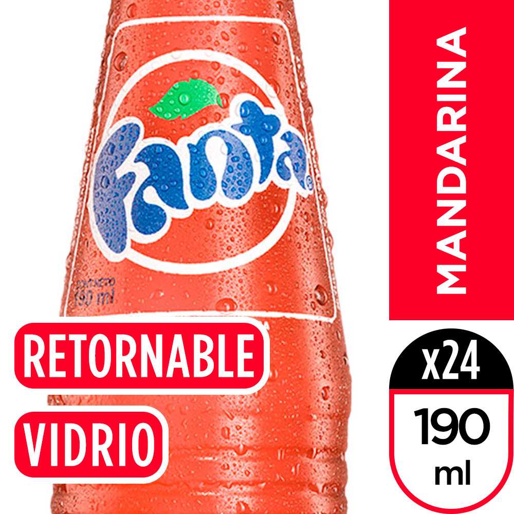 Fanta mandarina vidrio retornable 190 ml paquete de 24