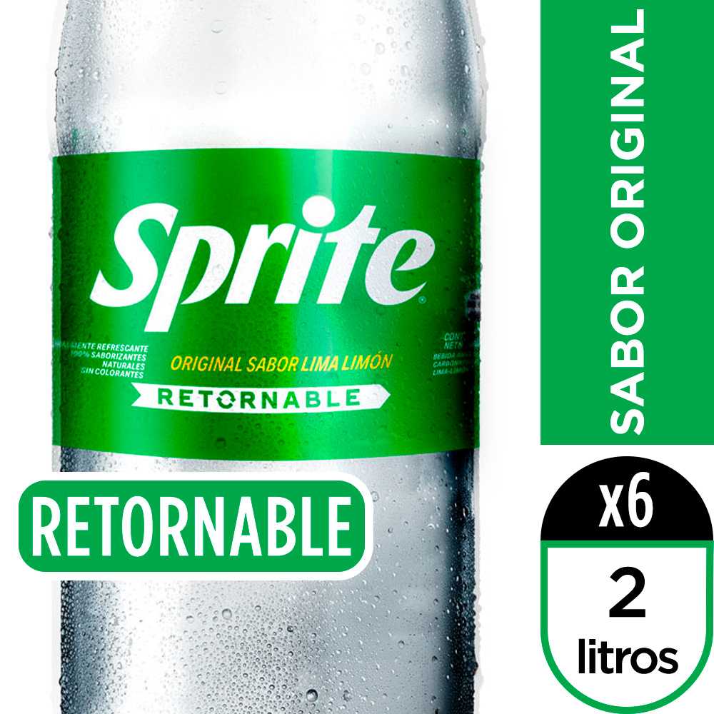 Sprite retornable 2 litros paquete de 6