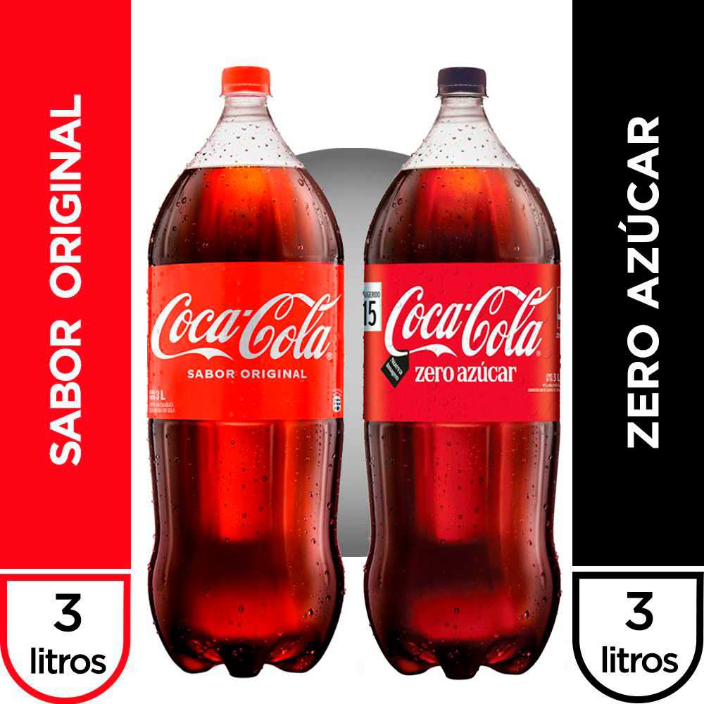 Coca-Cola 3 litros + Coca-Cola zero azúcar 3 litros