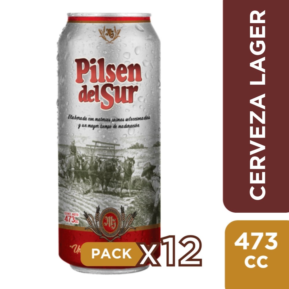 Cerveza pilsen del sur lata 473 cc x 12